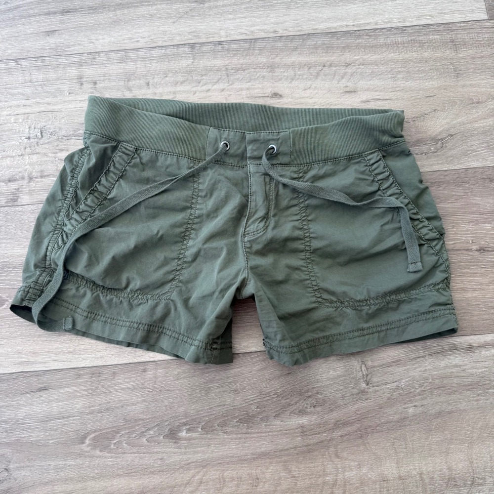 ANA A New Approach Olive Green Utility Drawstring Shorts Womens Size 2 Cargo